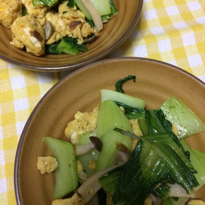 青梗菜と炒り卵の和風炒め